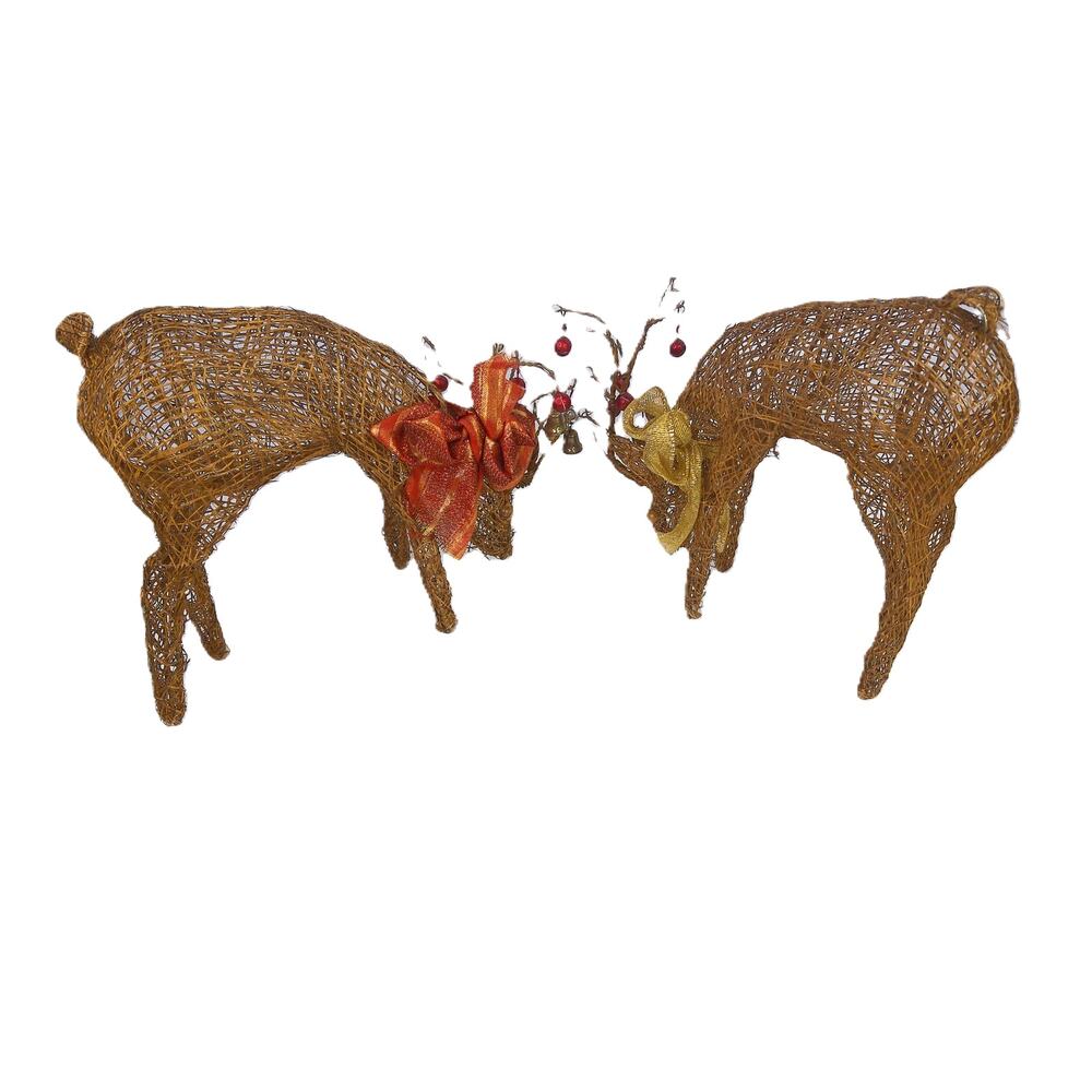 Vintage Christmas Grapevine Reindeer Figurines Rustic Holiday Deer Decor Set